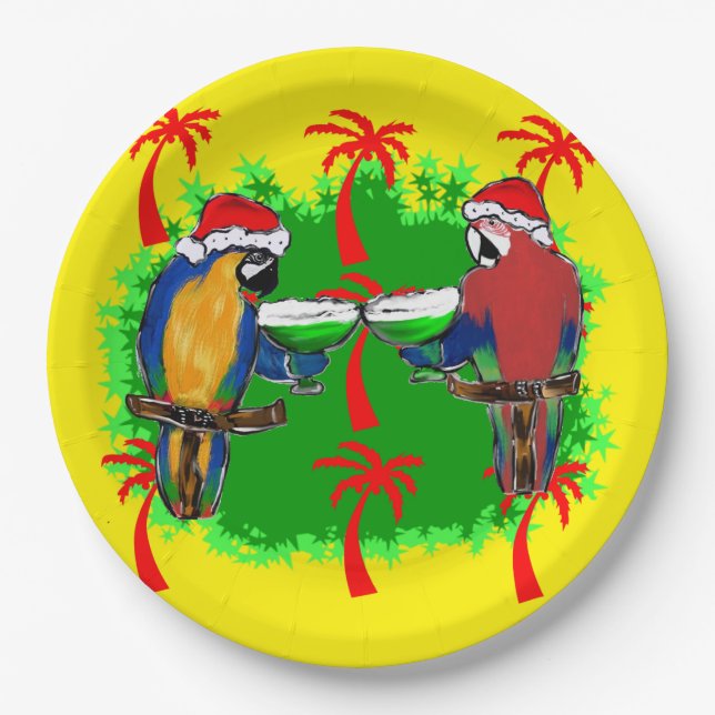 HOLIDAY PARROTS PAPER PLATE (Front)