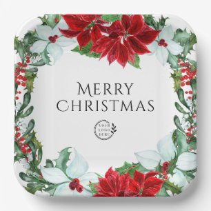 Holiday Party Add Logo Corporate Christmas Party Paper Plate