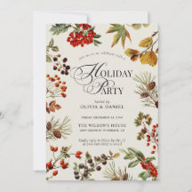 Holiday Party Botanical Plants Berries Script