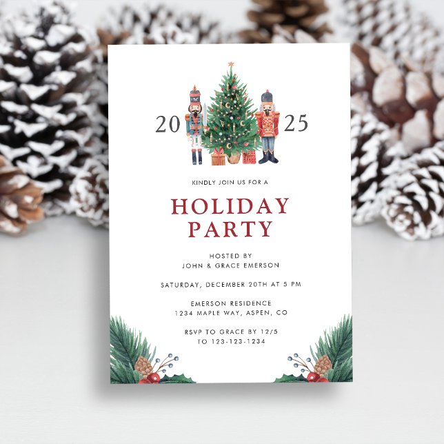Holiday Party Christmas Invitation (Christmas 2025 Nutcracker Holiday Party Invitation by Painted Paperie
)