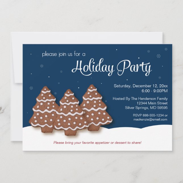 Holiday Party Christmas Invitation- Blue Invitation (Front)