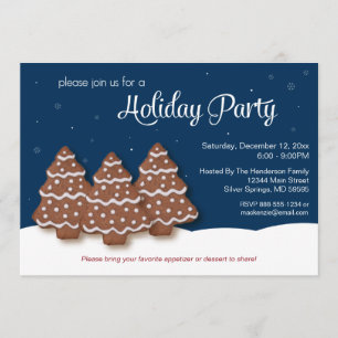Holiday Party Christmas Invitation- Blue Invitation