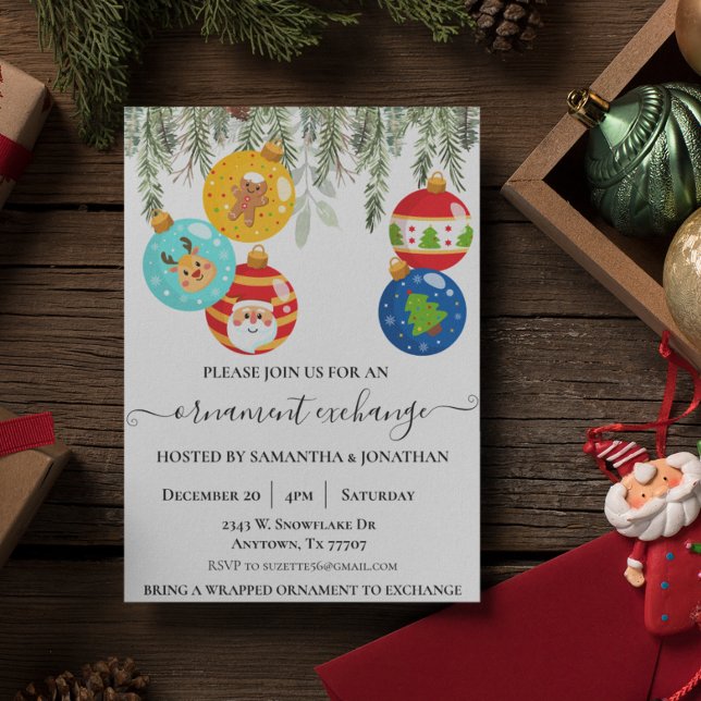 Holiday Party Christmas Ornament Exchange  Invitation (Creator Uploaded)