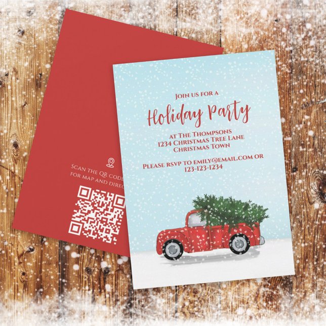 Holiday Party Classic Red Truck Invitation (Creator Uploaded)