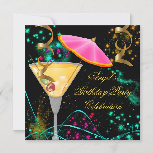 Holiday Party Colourful Cocktail Invitation (Front)
