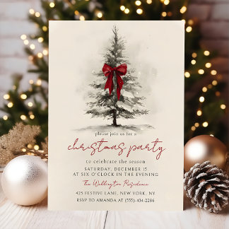Holiday Party Festive Christmas Wreath Invitation