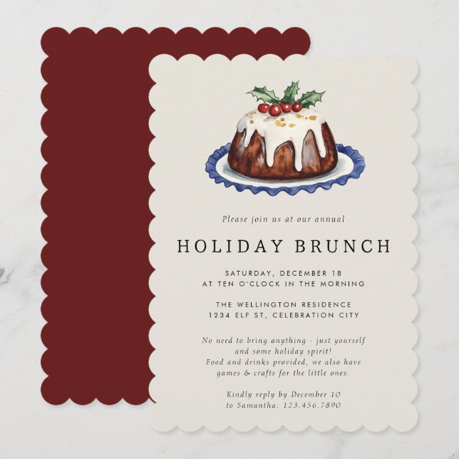 Holiday Party Festive Holiday Brunch Christmas Invitation (Front/Back)