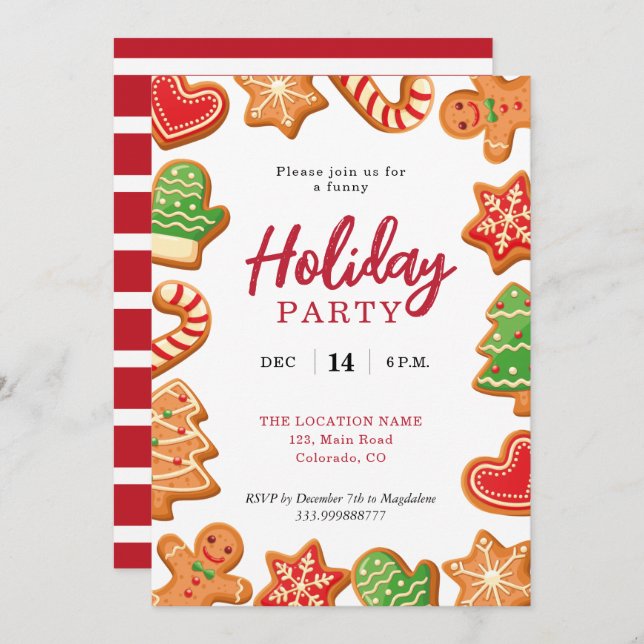 Holiday Party Gingerbread Cookie invitation (Front/Back)
