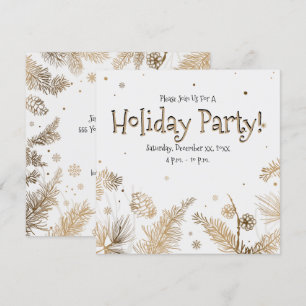 Holiday Party, Gold Pine Combs,  Invitation