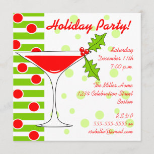 Holiday Party Holly Cocktail Invitation