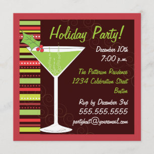 Holiday Party Holly Cocktail Invitation