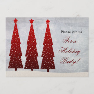Holiday Party Invitation - 3 red trees