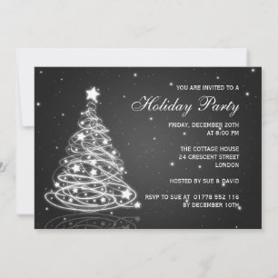 Holiday Party Invitation Christmas Tree Black