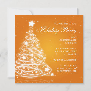 Holiday Party Invitation Christmas Tree Orange