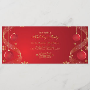 Holiday Party Invitation Elegant Red & Gold