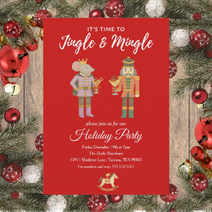 Holiday Party Invitation Flat Jingle and Mingle