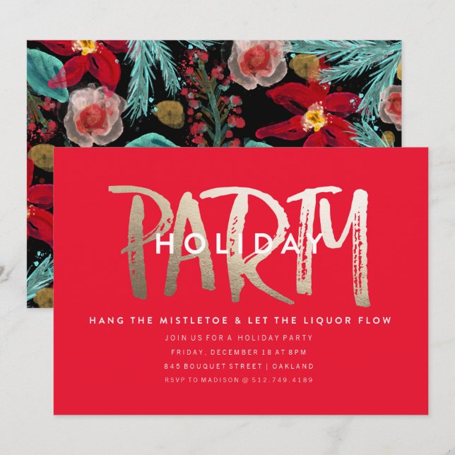 HOLIDAY PARTY INVITATION // GOLD FOIL (Front/Back)