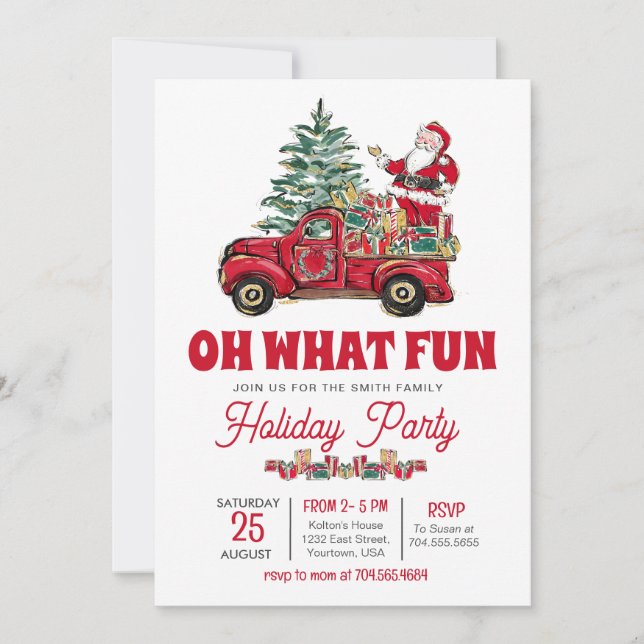 Holiday Party Invitation,  Oh what fun invite (Front)