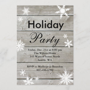 Holiday Party Invitation on Barn Board