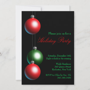 Holiday Party Invitation on Midnight Black