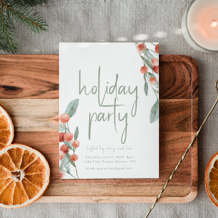 Holiday Party Invitation Template Greens & Berries