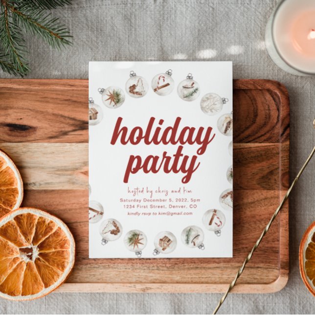 Holiday Party Invitation with Ornaments  (Creator Uploaded)