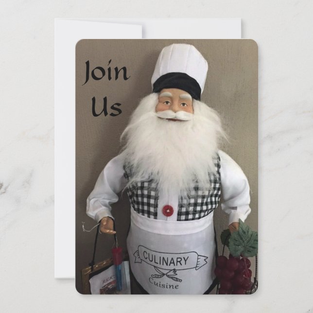 HOLIDAY PARTY INVITE WITH SANTA AS A CHEF (Front)