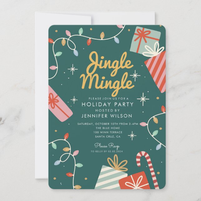 Holiday Party Jingle Mingle Christmas Light Candy Invitation (Front)