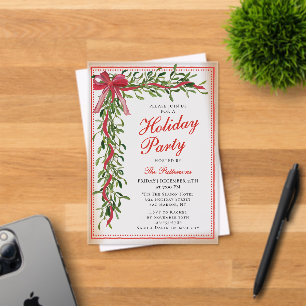 Holiday Party Mistletoe Bow Modern Christmas Party Acrylic Invitations