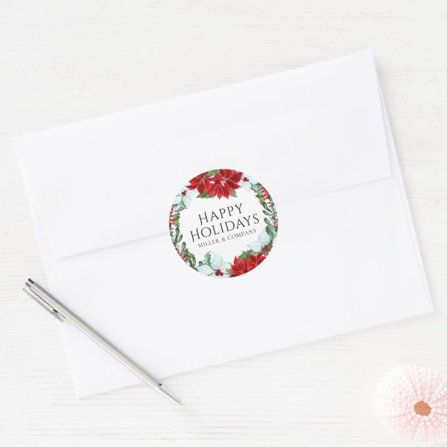 Holiday Party Modern Corporate Christmas Classic Round Sticker (Envelope)
