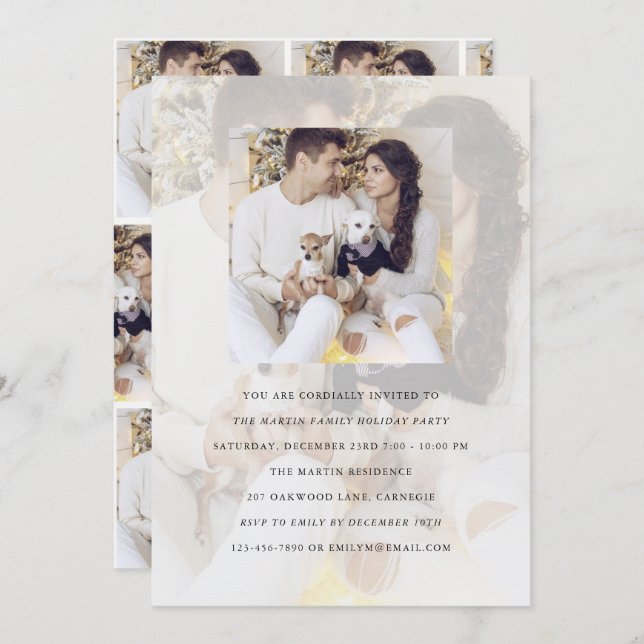 Holiday Party Multi Photo Invitation with Overlay (Front/Back)