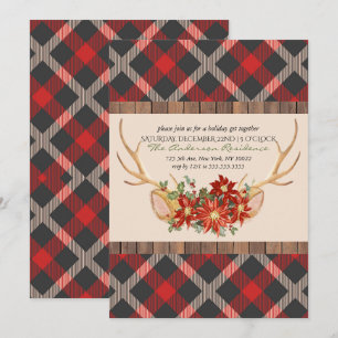 Holiday Party Oh Deer Woodland Antlers Invitation