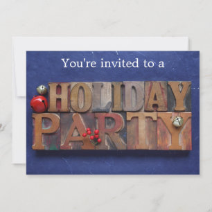 Holiday party on blue invitation