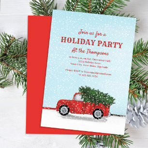 Holiday Party Red Truck Classic Custom Invitation