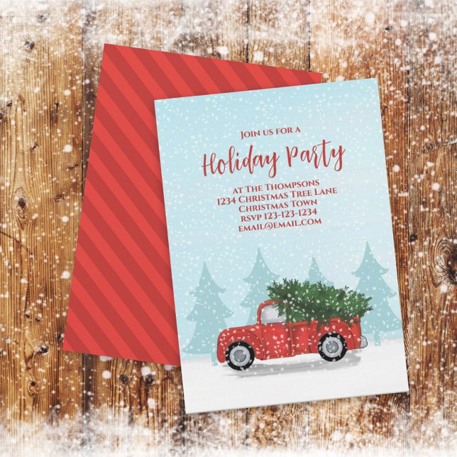 Holiday Party Red Truck Classic Custom Invitation (Creator Uploaded)