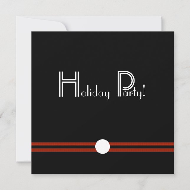 Holiday Party Retro Invite in Black and White (Front)
