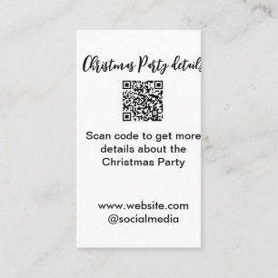 Holiday party Scan QR code details website social Business Card