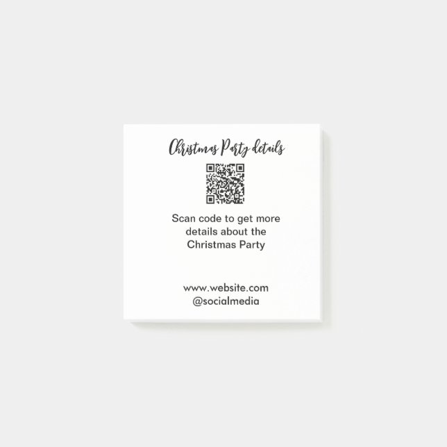 Holiday party Scan QR code details website social  Post-it Notes (Front)