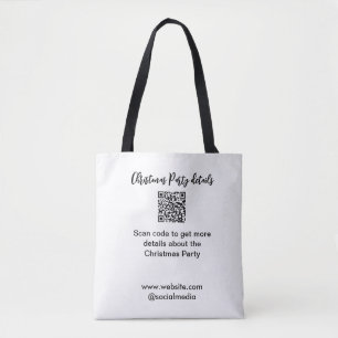 Holiday party Scan QR code details website social Tote Bag
