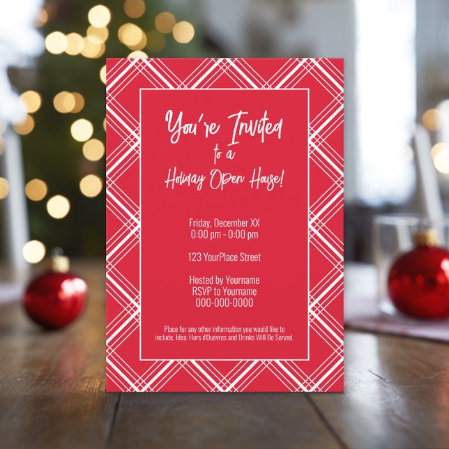 Holiday Party - Simple Red White Instant Download Invitation (Custom Holiday Photo Greeting Card)