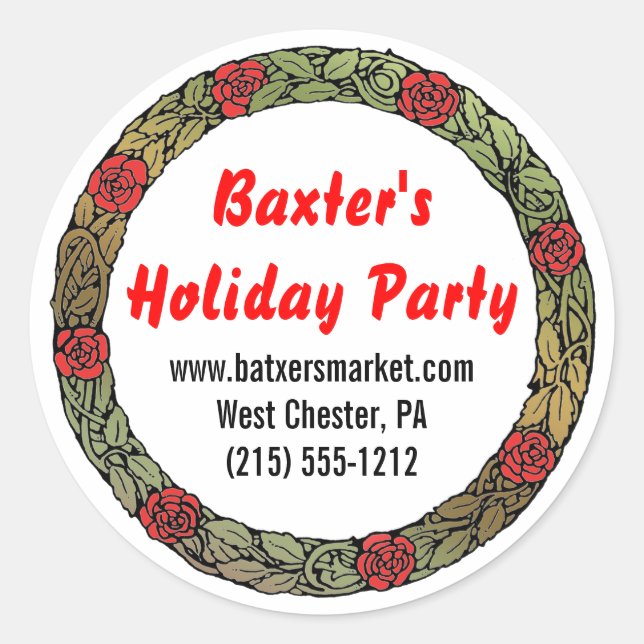 Holiday Party Snack Mix Customised Classic Round Sticker (Front)