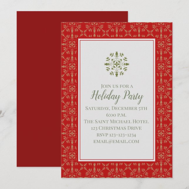 holiday Party Snowflake Classic Elegant Invitation (Front/Back)