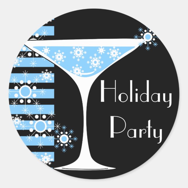 Holiday Party Snowflake Cocktail Sticker (Front)