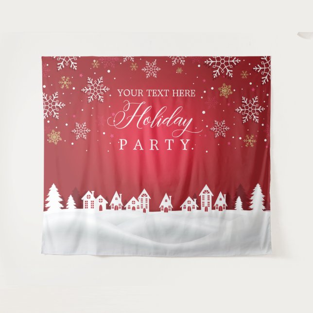 Holiday Party snowflakes photobooth backdrop Tapestry (Front (Horizontal))