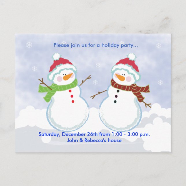 HOLIDAY Party Snowman Postcard Invitation (Front)