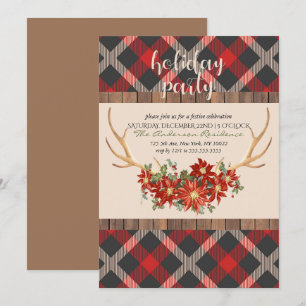 Holiday Party Woodland Antlers Invitation