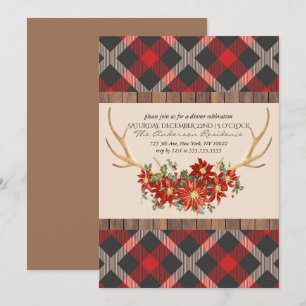 Holiday Party Woodland Antlers Invitation