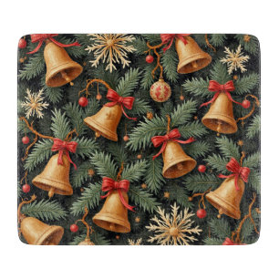 Holiday pattern, Christmas Bells with Snowflakes, Cutting Board