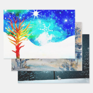 Holiday pattern wrapping paper sheets