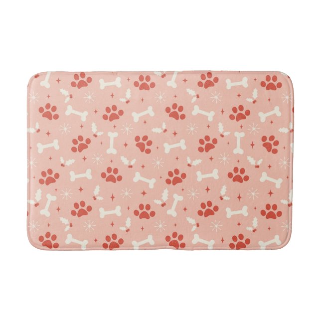 Holiday Paws & Bones Christmas Pattern Bath Mat (Front)